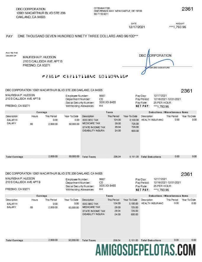Imprimível Modelo de recibo de pagamento da DBC Corporation em formatos Word e PDF.pdf, 1